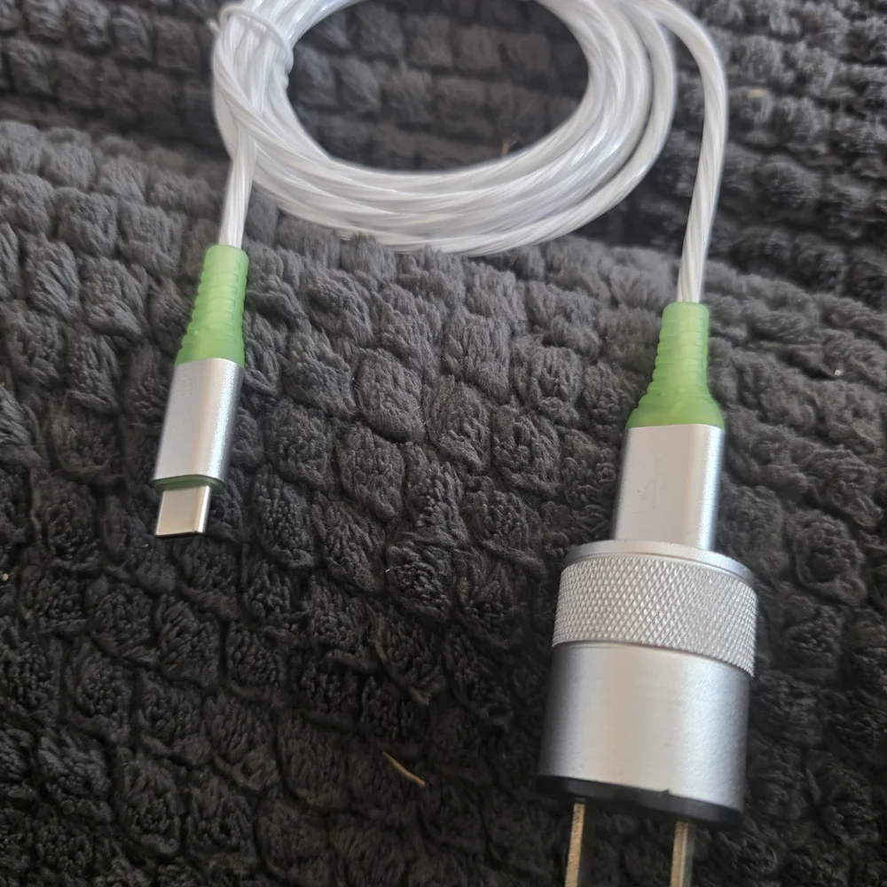 USB-C Charging Cable with Silver and Green Accents